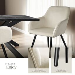 tectake Dining Chair Marilyn Per Piece - Cream/Black in Cream - Size: 1 Pack - thumbnail 4
