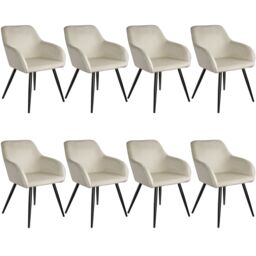 tectake Dining Chair Marilyn Per Piece - Cream/Black in Cream - Size: 1 Pack - thumbnail 1