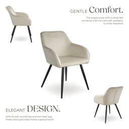 tectake Dining Chair Marilyn Per Piece - Cream/Black in Cream - Size: 1 Pack - thumbnail 3