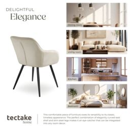 tectake Dining Chair Marilyn Per Piece - Cream/Black in Cream - Size: 1 Pack - thumbnail 7