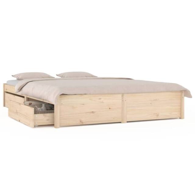 Berkfield Home Bed Frame with Drawers 180x200 cm Super King Size in Light Brown - image 1