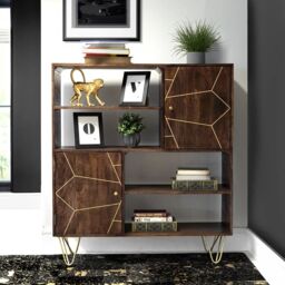 IH Design Jusleen Solid Mango Wood Display Cabinet in Brown - thumbnail 1