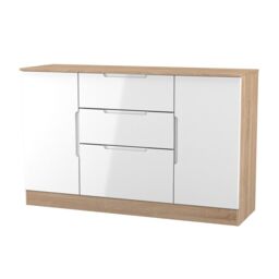 Ready Assembled 2 U Lucca 2 Door 3 Drawer Sideboard (Ready Assembled) in Light Oak - Size: Large - thumbnail 4