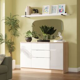 Ready Assembled 2 U Lucca 2 Door 3 Drawer Sideboard (Ready Assembled) in Light Oak - Size: Large