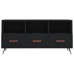 Berkfield Home TV Cabinet Black 102x36x50 cm Engineered Wood - Size: 102 x 36 x 50 cm - thumbnail 5
