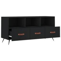 Berkfield Home TV Cabinet Black 102x36x50 cm Engineered Wood - Size: 102 x 36 x 50 cm - thumbnail 6