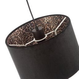 Happy Homewares Black Velvet Lamp Shade with Inner Leopard Print Satin Shimmer Lining - Size: 12 inches - thumbnail 3