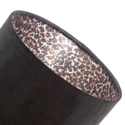 Happy Homewares Black Velvet Lamp Shade with Inner Leopard Print Satin Shimmer Lining - Size: 12 inches - thumbnail 5
