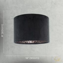 Happy Homewares Black Velvet Lamp Shade with Inner Leopard Print Satin Shimmer Lining - Size: 12 inches - thumbnail 7