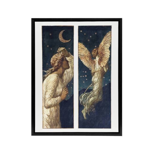 "Artery8 Cupid Flying Away From Psyche Framed Canvas Wall Art Print Burne Jones in Blue - Size: W12"" x H16""" - image 1