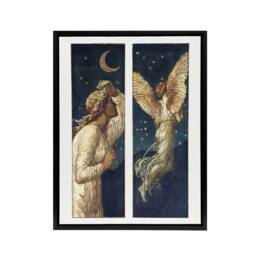 "Artery8 Cupid Flying Away From Psyche Framed Canvas Wall Art Print Burne Jones in Blue - Size: W12"" x H16""" - thumbnail 1