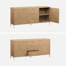 sweeek 160cm herringbone sideboard with 3 drawers in Beige - thumbnail 9