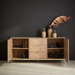 sweeek 160cm herringbone sideboard with 3 drawers in Beige - thumbnail 7