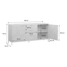 sweeek 160cm herringbone sideboard with 3 drawers in Beige - thumbnail 5