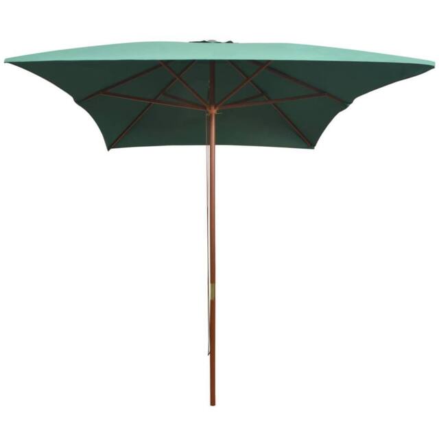 Berkfield Home Parasol 200x300 cm Wooden Pole Green - image 1