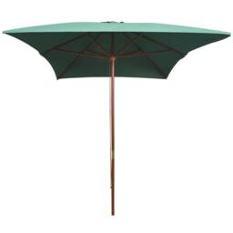 Berkfield Home Parasol 200x300 cm Wooden Pole Green - thumbnail 1