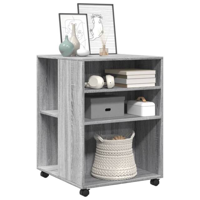 Berkfield Home Side Table with Wheels Grey Sonoma 55x60x78 cm Engineered Wood - Size: 55 x 60 x 78 cm - image 1