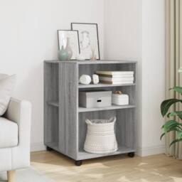 Berkfield Home Side Table with Wheels Grey Sonoma 55x60x78 cm Engineered Wood - Size: 55 x 60 x 78 cm - thumbnail 2