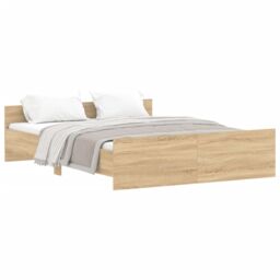 Berkfield Home Bed Frame with Headboard & Footboard Sonoma Oak 150x200 cm King Size in Brown - thumbnail 2