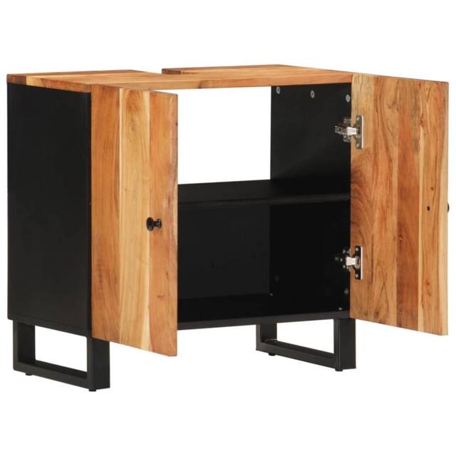 Berkfield Home Sink Cabinet 62x33x58 cm Solid Wood Acacia & Engineered Wood in Brown - Size: 62 x 33 x 58 cm - image 1