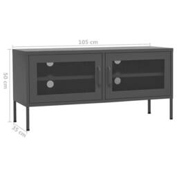 Berkfield Home TV Cabinet Anthracite 105x35x50 cm Steel in Dark Grey - Size: 105 x 35 x 50 cm - thumbnail 9