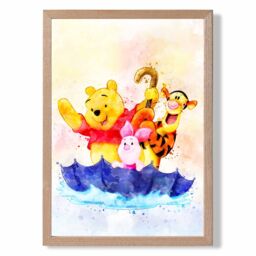 ARTZE Watercolour Winnie the Pooh & Friends Art Print with Oak Frame SIZE: A2 - Size: A4 - thumbnail 2