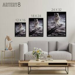 "Artery8 Apollo 11 Moon Landing Astronaut Buzz Aldrin Framed Canvas Wall Art Print in Grey - Size: W12"" x H16""" - thumbnail 4