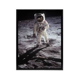 "Artery8 Apollo 11 Moon Landing Astronaut Buzz Aldrin Framed Canvas Wall Art Print in Grey - Size: W12"" x H16""" - thumbnail 1