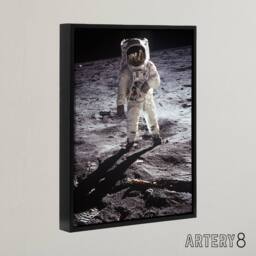 "Artery8 Apollo 11 Moon Landing Astronaut Buzz Aldrin Framed Canvas Wall Art Print in Grey - Size: W12"" x H16""" - thumbnail 2