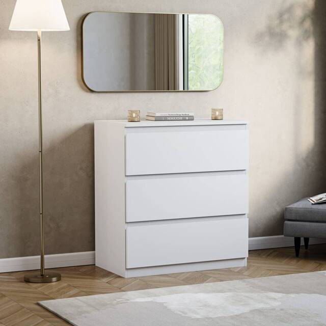 HD Designs Denver 3 Drawer Chest of Drawers Storage in White - image 1