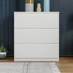 HD Designs Denver 3 Drawer Chest of Drawers Storage in White - thumbnail 3