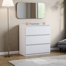 HD Designs Denver 3 Drawer Chest of Drawers Storage in White - thumbnail 1