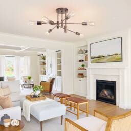 NIVOR 6 light Industrial Chandelier Mid Century Flush Mount Ceiling Light in Bronze - thumbnail 6