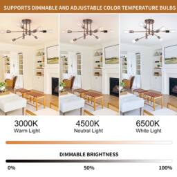 NIVOR 6 light Industrial Chandelier Mid Century Flush Mount Ceiling Light in Bronze - thumbnail 3