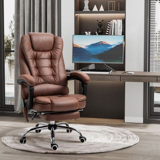 VINSETTO Ergonomic Heated 6 Points Vibration Massage Office Chair in Brown - image 1