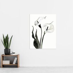 "Artery8 Calla Lily Flower Black White Watercolour Lilies Wall Art Print - Size: W24"" x H32""" - thumbnail 4