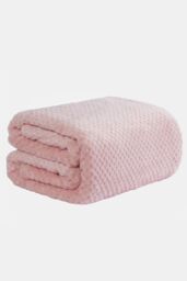 OHS Luxury Large Waffle Honeycomb Mink Warm Throw in Light Pink - Size: 125 cm x 150 cm - thumbnail 2
