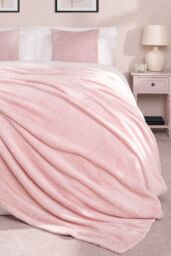 OHS Luxury Large Waffle Honeycomb Mink Warm Throw in Light Pink - Size: 125 cm x 150 cm - thumbnail 1