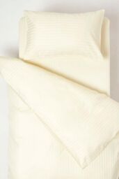 Homescapes Cotton Stripe Cot Bed Duvet Cover Set 330 Thread Count in Yellow - thumbnail 1