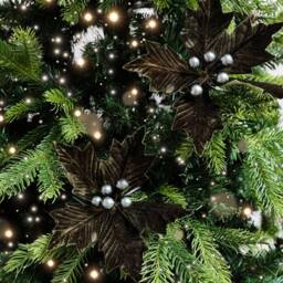 Melody Maison Set Of 2 Green Velvet Poinsettia Picks Decorations - 20cm - thumbnail 4