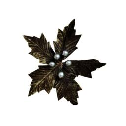 Melody Maison Set Of 2 Green Velvet Poinsettia Picks Decorations - 20cm - thumbnail 1