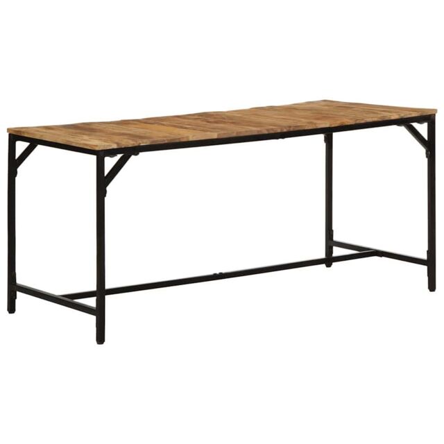Berkfield Home Dining Table 160x80x75 cm Solid Wood Rough Mango in Brown - Size: 160 x 80 x 75 cm - image 1