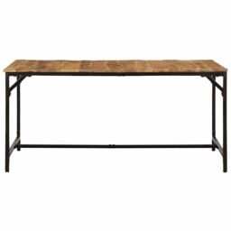 Berkfield Home Dining Table 160x80x75 cm Solid Wood Rough Mango in Brown - Size: 160 x 80 x 75 cm - thumbnail 2