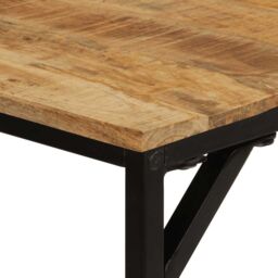 Berkfield Home Dining Table 160x80x75 cm Solid Wood Rough Mango in Brown - Size: 160 x 80 x 75 cm - thumbnail 5