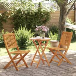 Berkfield Home Beautiful 3 Piece Folding Bistro Set Solid Wood Acacia in Brown - thumbnail 2