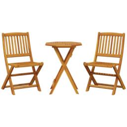 Berkfield Home Beautiful 3 Piece Folding Bistro Set Solid Wood Acacia in Brown - thumbnail 3