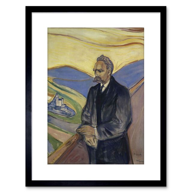 "Artery8 Wall Art Print Edvard Munch Friederich Nietzsche Painting Artwork Framed 9X7 Inch in Black - Size: W7"" x H9""" - image 1