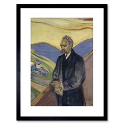 "Artery8 Wall Art Print Edvard Munch Friederich Nietzsche Painting Artwork Framed 9X7 Inch in Black - Size: W7"" x H9""" - thumbnail 1