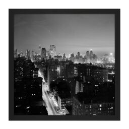 "Artery8 Wall Art Print Gottscho New York Madison Avenue Night 1937 Photo Square Framed Picture 16X16 Inch in Black - Size: W16"" x H16""" - thumbnail 1