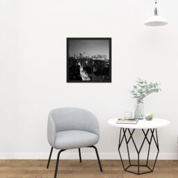 "Artery8 Wall Art Print Gottscho New York Madison Avenue Night 1937 Photo Square Framed Picture 16X16 Inch in Black - Size: W16"" x H16""" - thumbnail 2